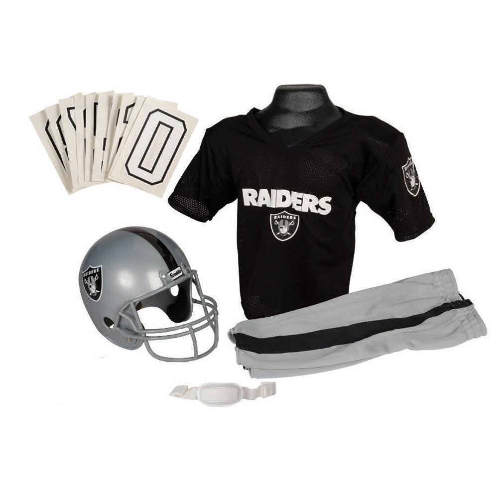 Oakland Raiders Youth NFL Deluxe Helmet and Uniform Set (Medium)