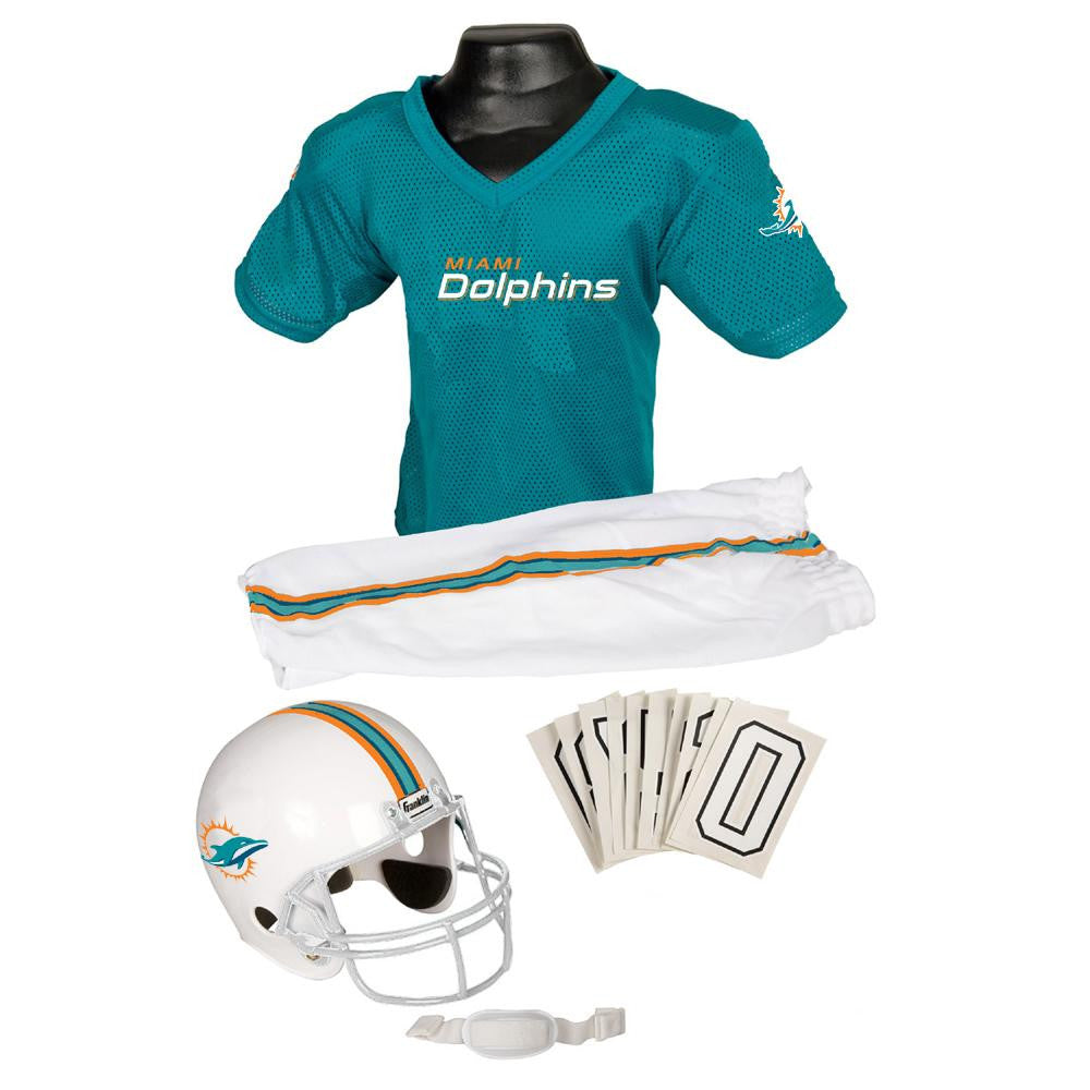 Miami Dolphins Youth NFL Deluxe Helmet and Uniform Set (Medium)