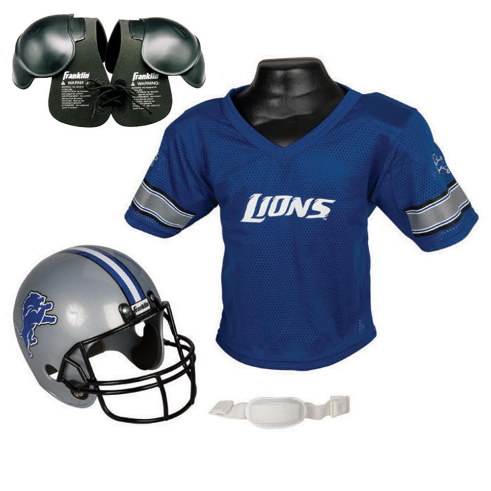 Detroit Lions Youth NFL Helmet and Jersey SET with Shoulder Pads