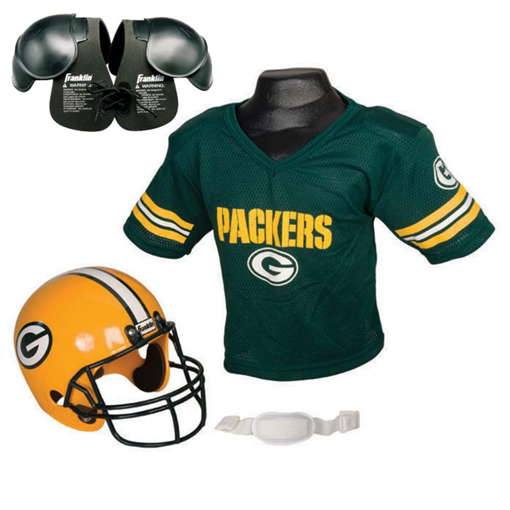 Green Bay Packers Youth NFL Helmet and Jersey SET with Shoulder Pads