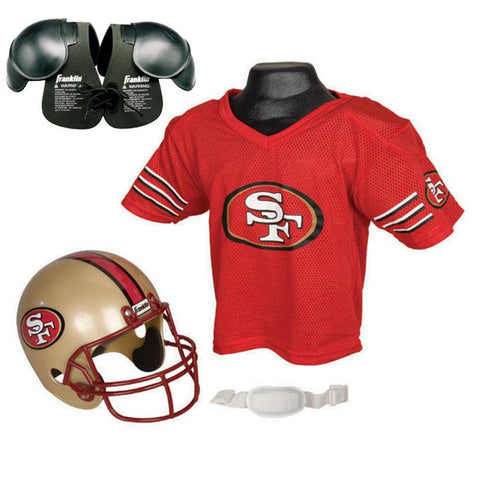 San Francisco 49ers Youth NFL Helmet and Jersey SET with Shoulder Pads