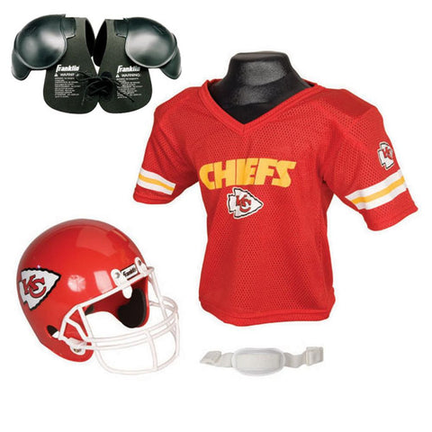 Kansas City Chiefs Youth NFL Helmet and Jersey SET with Shoulder Pads