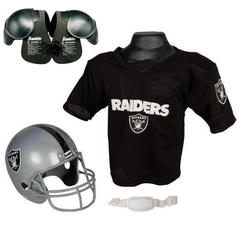 Oakland Raiders Youth NFL Helmet and Jersey SET with Shoulder Pads