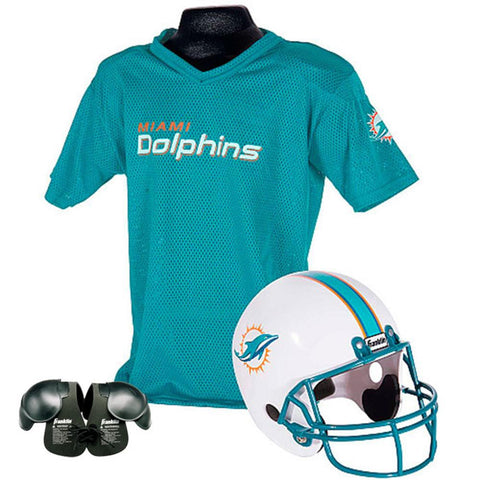 Miami Dolphins Youth NFL Helmet and Jersey SET with Shoulder Pads