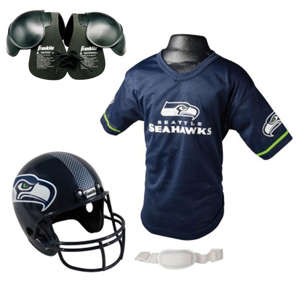 Seattle Seahawks Youth NFL Helmet and Jersey SET with Shoulder Pads