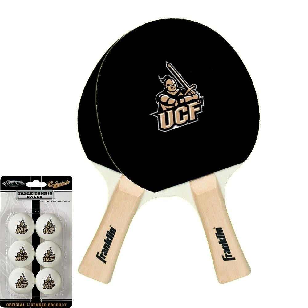 Central Florida Knights NCAA Table Tennis Paddles and Balls Set (2 Paddles and 6 Balls )