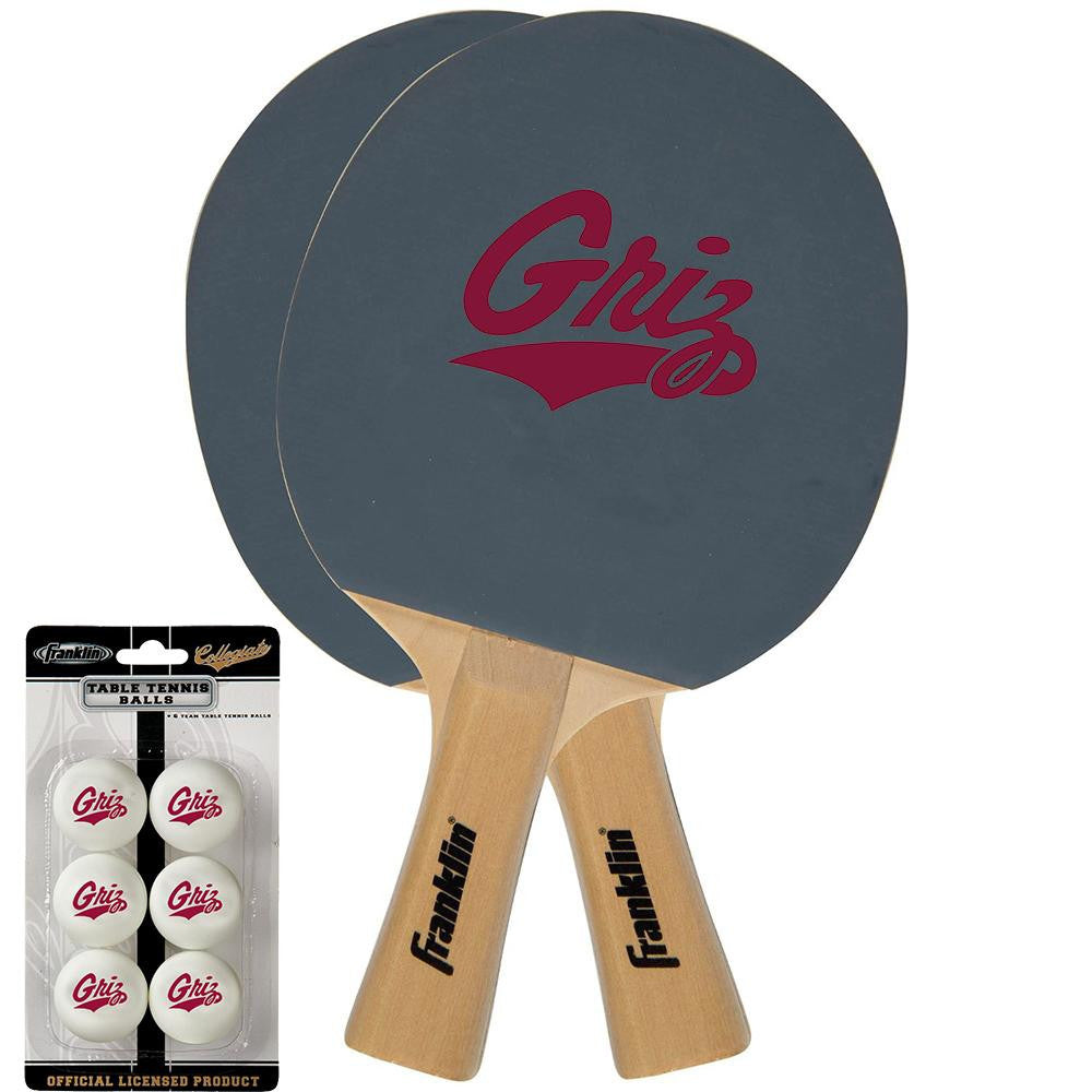 Montana Grizzlies NCAA Table Tennis Paddles and Balls Set (2 Paddles and 6 Balls )