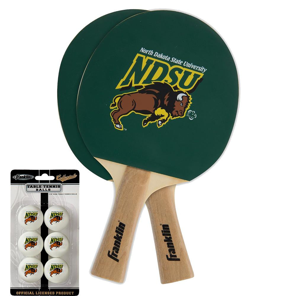 North Dakota State Bison NCAA Table Tennis Paddles and Balls Set (2 Paddles and 6 Balls )