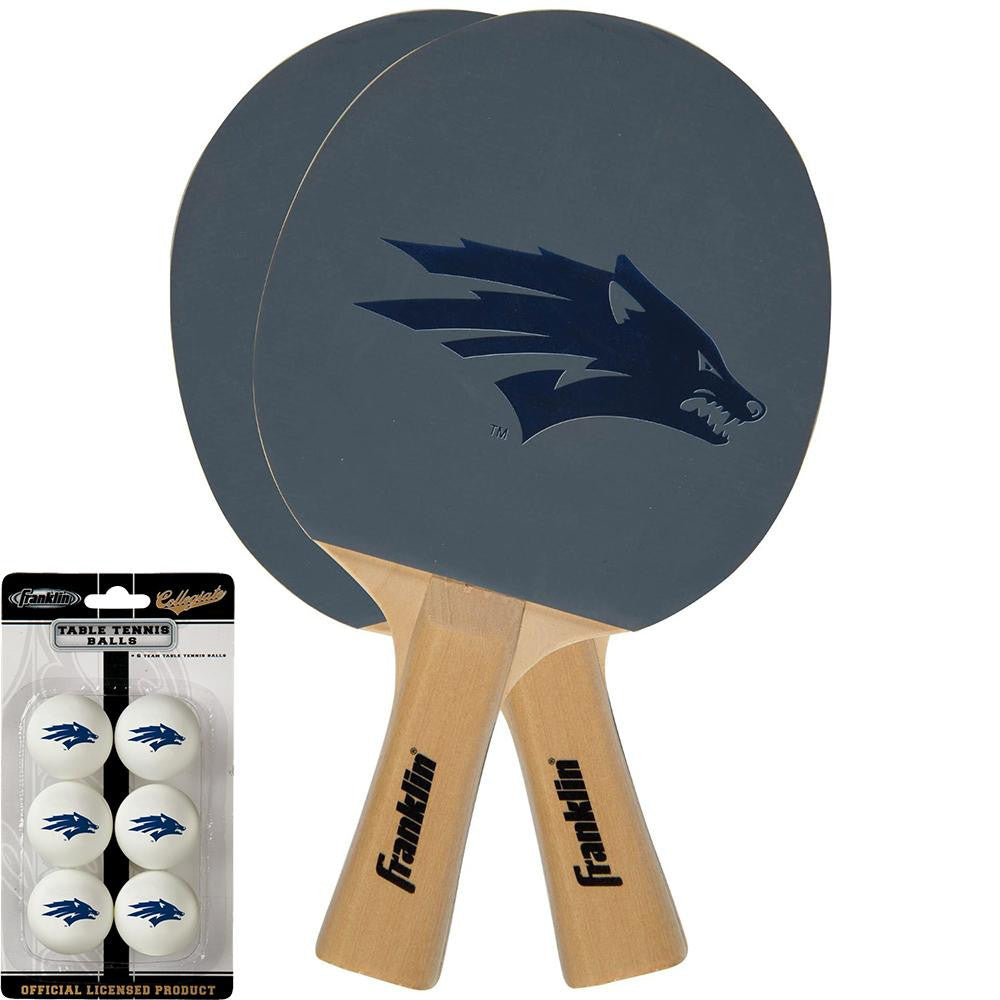 Nevada Wolf Pack NCAA Table Tennis Paddles and Balls Set (2 Paddles and 6 Balls )