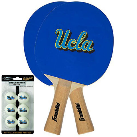 UCLA Bruins NCAA Table Tennis Paddles and Balls Set (2 Paddles and 6 Balls )