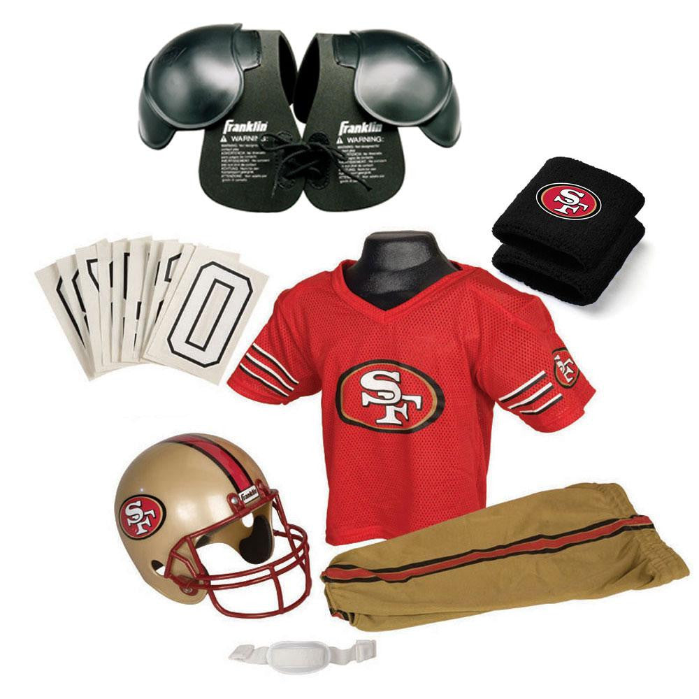 San Francisco 49ers Youth NFL Ultimate Helmet and Uniform Set (Medium)
