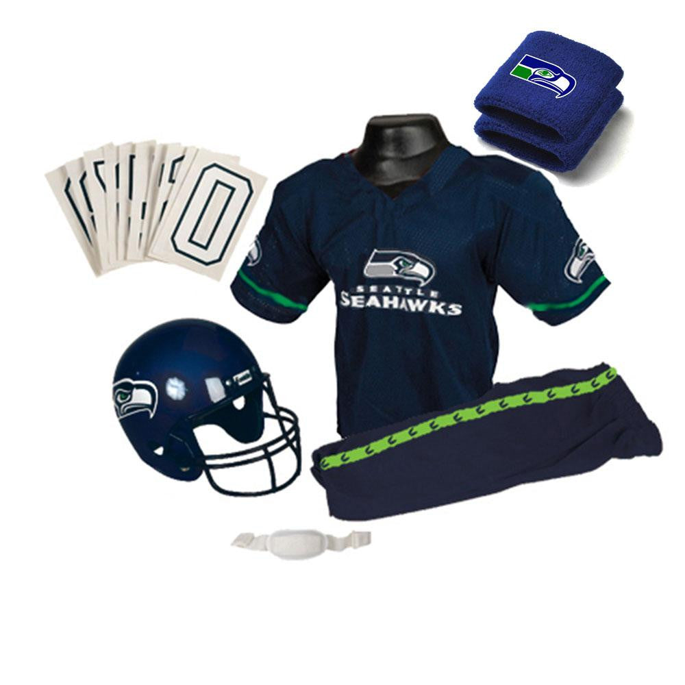 Seattle Seahawks Youth NFL Supreme Helmet and Uniform Set (Medium)