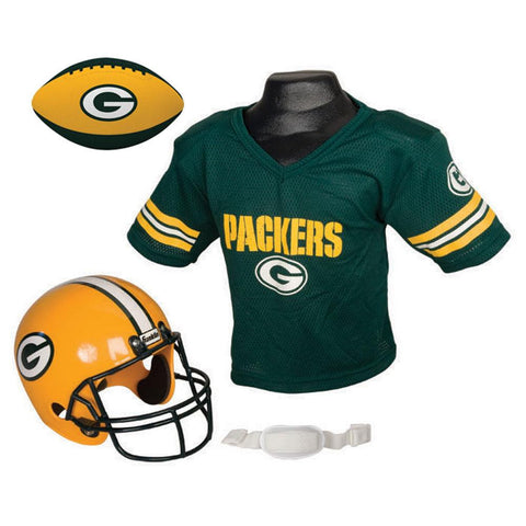 Green Bay Packers NFL Youth Size Helmet and Jersey With Team Color Football
