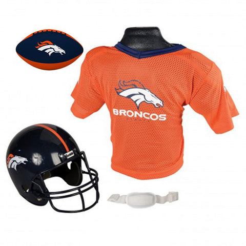 Denver Broncos NFL Youth Size Helmet and Jersey With Team Color Football