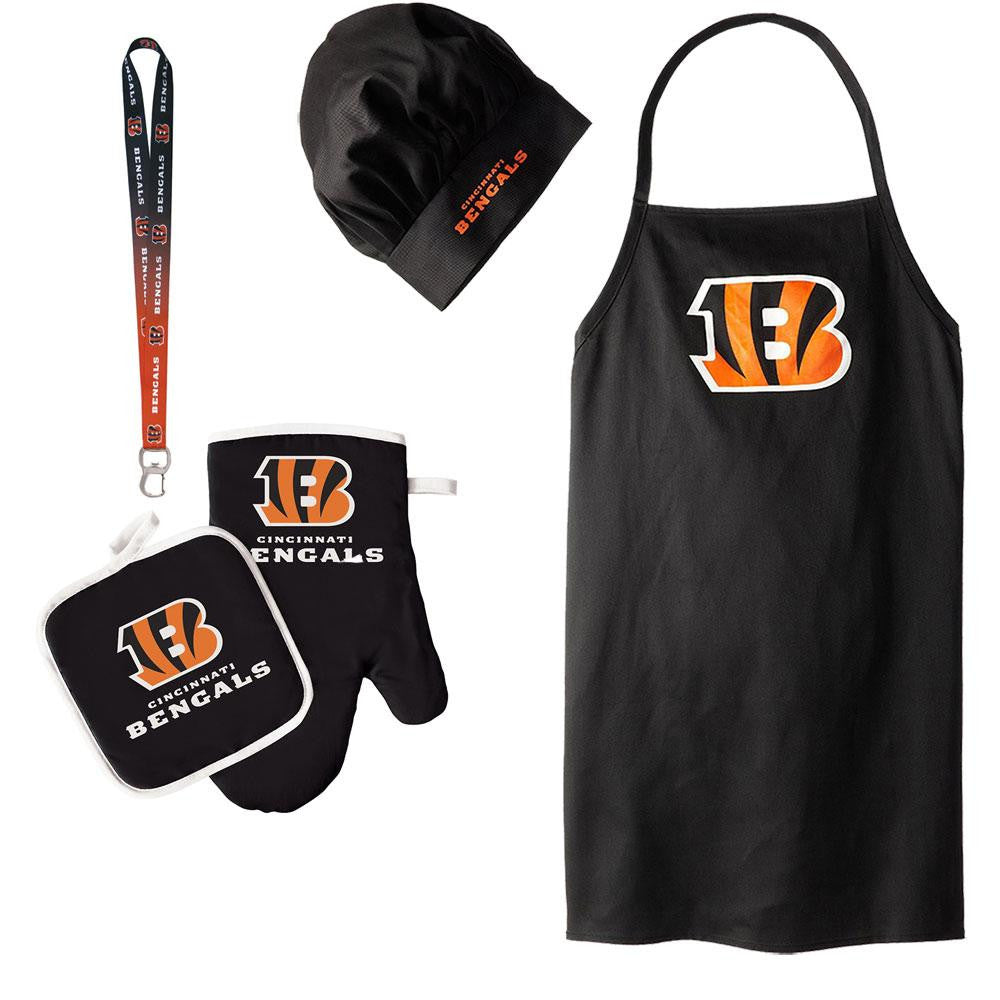 Cincinnati Bengals NFL Barbeque Apron and Chef's Hat and Oven Mitt with Bottle Opener