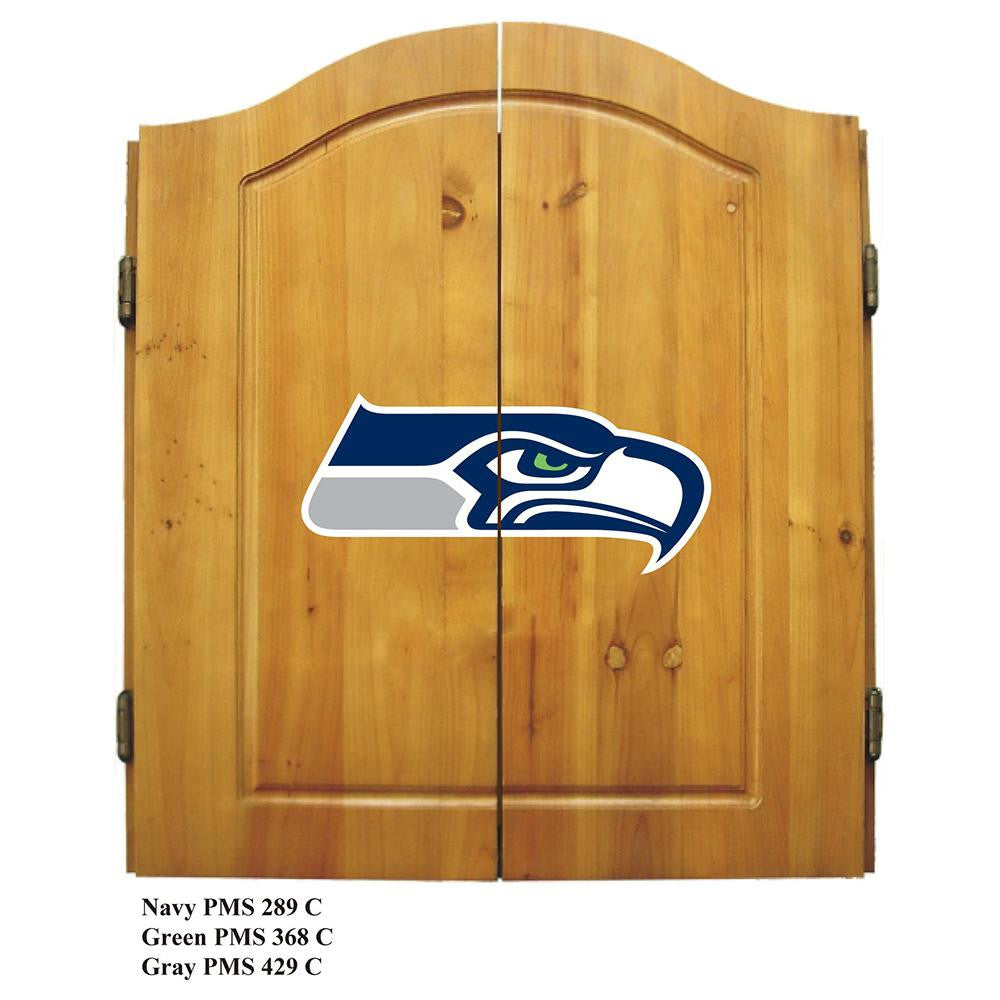 Seattle Seahawks NFL Dart Board w-Cabinet