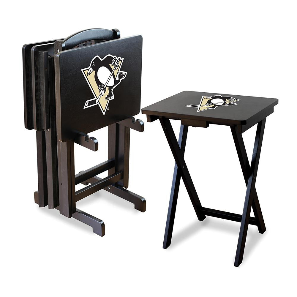 Pittsburgh Penguins NHL TV Tray Set with Rack