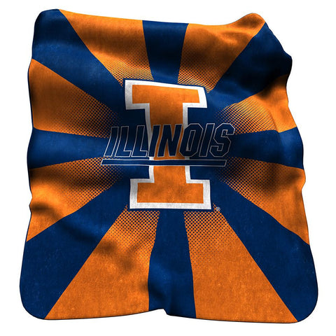 Illinois Fighting Illini NCAA Raschel Throw Blanket (Blue)