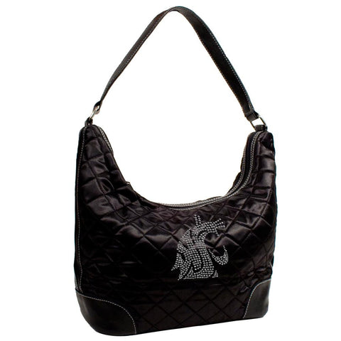 Washington State Cougars NCAA Sport Noir Quilted Hobo