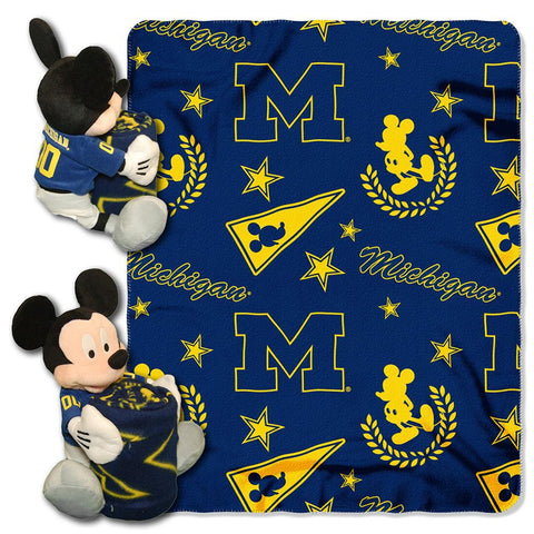 Michigan Wolverines NCAA Mickey Mouse with Throw Combo