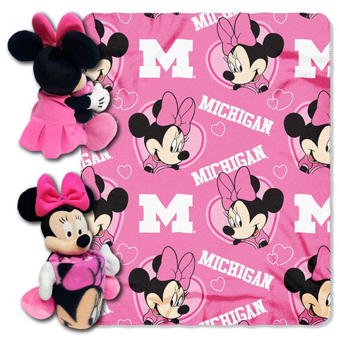 Michigan Wolverines NCAA Minnie Mouse with Throw Combo