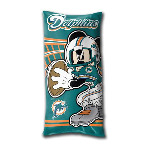 Miami Dolphins NFL Mickey Folded Body Pillow (18in x 36in)