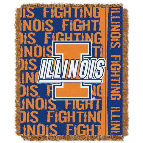 Illinois Fighting Illini NCAA Triple Woven Jacquard Throw (Double Play Series) (48x60)