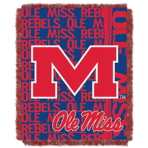 Mississippi Rebels NCAA Triple Woven Jacquard Throw (Double Play Series) (48x60)