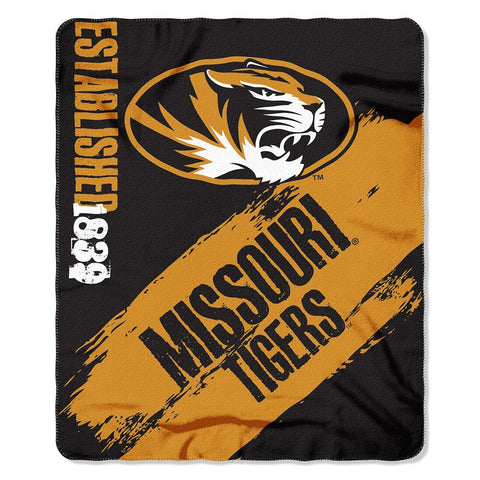 Missouri Tigers NCAA Light Weight Fleace Blanket (Paint Series) (50inx60in)