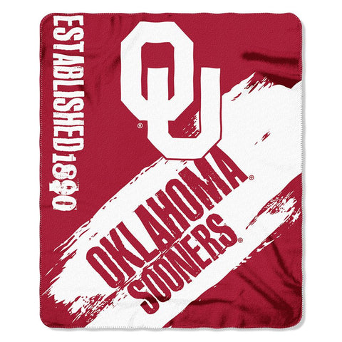 Oklahoma Sooners NCAA Light Weight Fleace Blanket (Paint Series) (50inx60in)