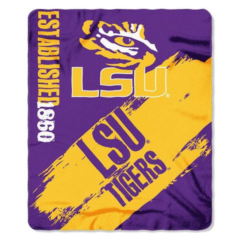 LSU Tigers NCAA Light Weight Fleece Blanket (Painted Series) (50inx60in)