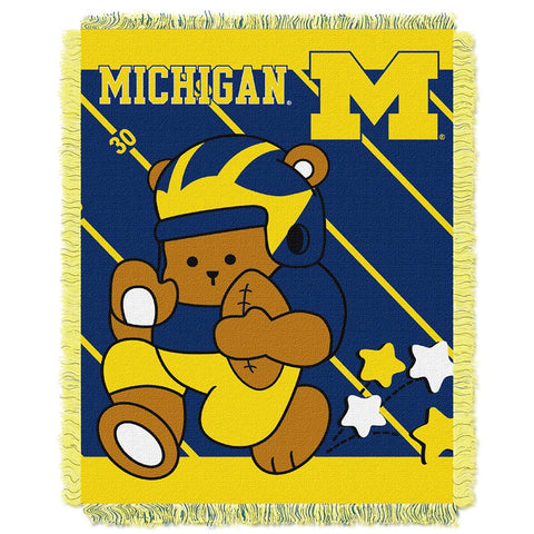 Michigan Wolverines NCAA Triple Woven Jacquard Throw (Fullback Baby Series) (36x48)