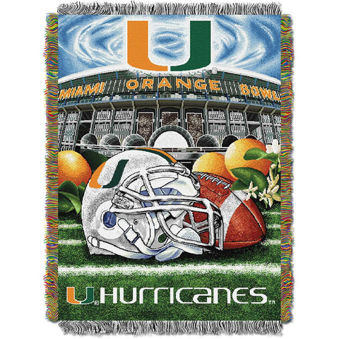 Miami Hurricanes NCAA Woven Tapestry Throw (Home Field Advantage) (48x60)