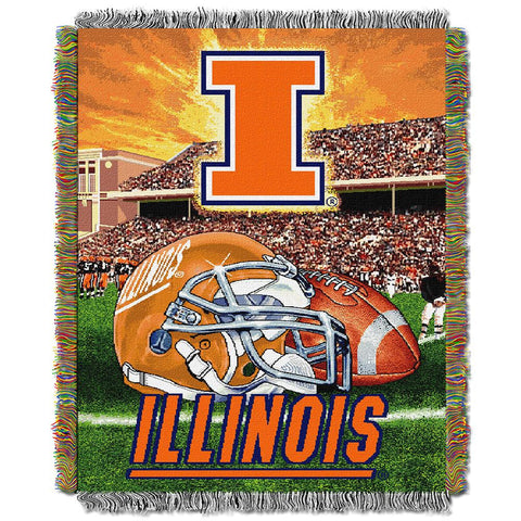 Illinois Fighting Illini NCAA Woven Tapestry Throw (Home Field Advantage) (48x60)