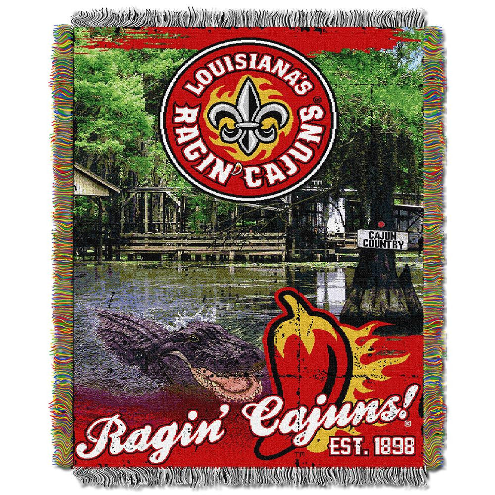 Louisiana Lafayette Ragin Cajuns NCAA Woven Tapestry Throw (Home Field Advantage) (48x60)