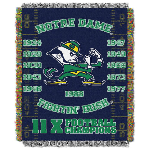 Notre Dame Fighting Irish NCAA National Championship Commemorative Woven Tapestry Throw (48x60)