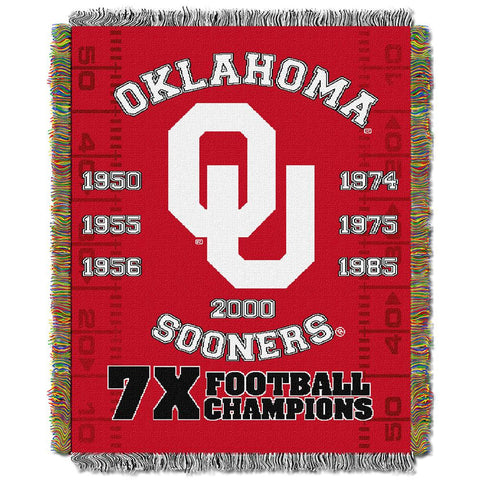 Oklahoma Sooners NCAA National Championship Commemorative Woven Tapestry Throw (48x60)