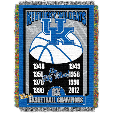 Kentucky Wildcats NCAA National Championship Commemorative Woven Tapestry Throw (48x60)