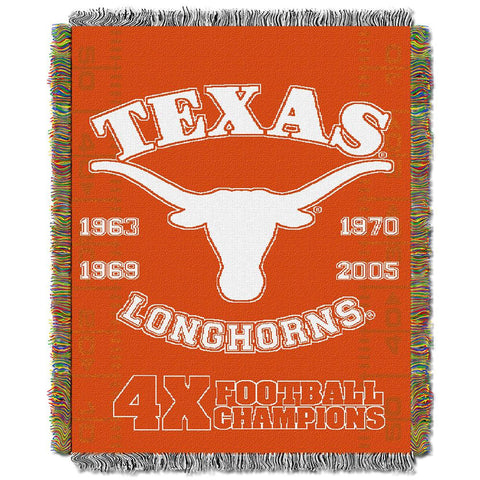 Texas Longhorns NCAA National Championship Commemorative Woven Tapestry Throw (48x60)