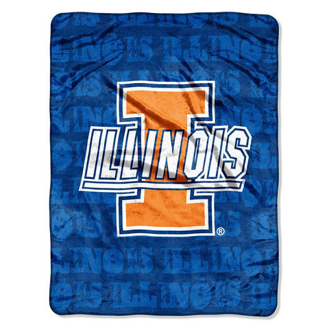Illinois Fighting Illini NCAA Micro Raschel Blanket (Grunge Series) (46in x 60in)