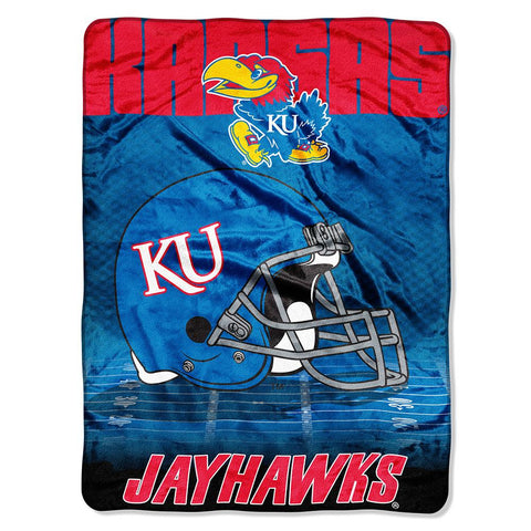Kansas Jayhawks NCAA Micro Raschel Blanket (Overtime Series) (80x60)