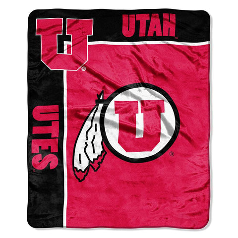 Utah Utes NCAA Royal Plush Raschel Blanket (School Spirit Series) (50in x 60in)