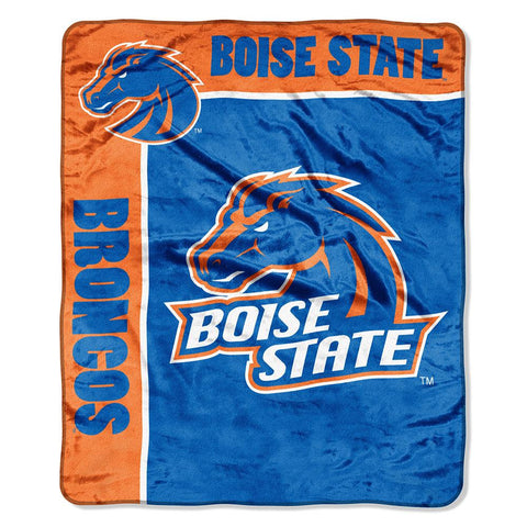 Boise State Broncos NCAA Royal Plush Raschel Blanket (School Spirit Series) (50in x 60in)