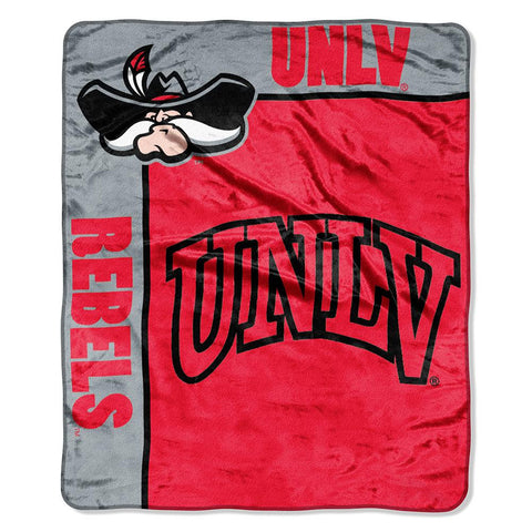 UNLV Runnin Rebels NCAA Royal Plush Raschel Blanket (School Spirit Series) (50in x 60in)