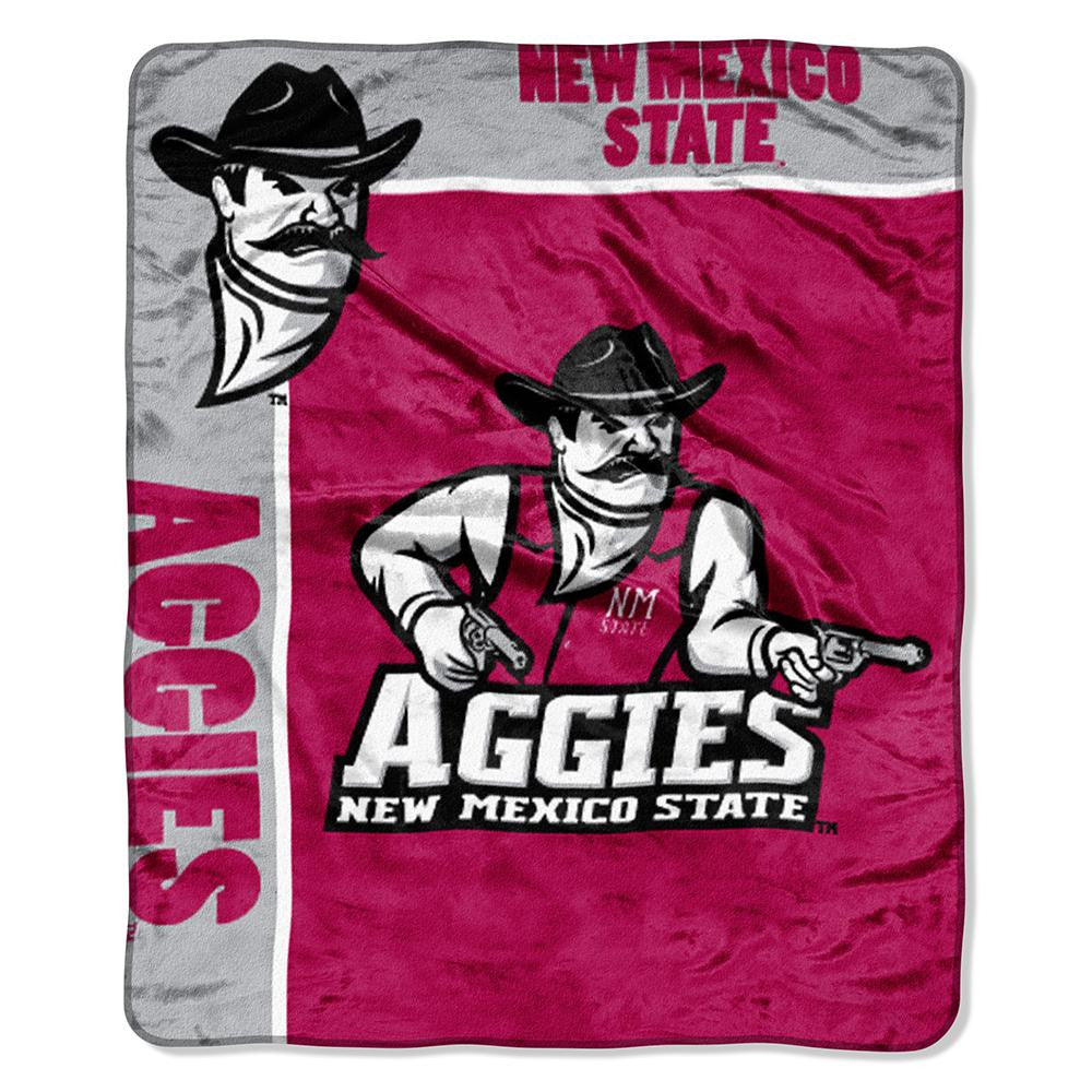 New Mexico Lobos NCAA Royal Plush Raschel Blanket (School Spirit Series) (50in x 60in)
