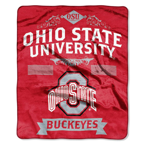 Ohio State Buckeyes NCAA Royal Plush Raschel Blanket (Label Series) (50x60)