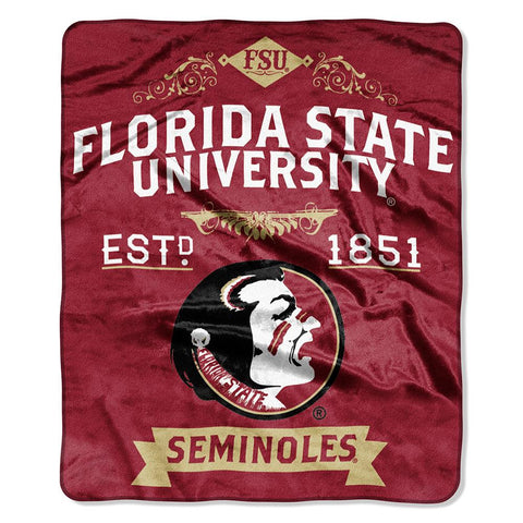 Florida State Seminoles NCAA Royal Plush Raschel Blanket (Label Series) (50x60)