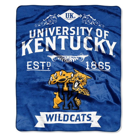 Kentucky Wildcats NCAA Royal Plush Raschel Blanket (Label Series) (50x60)