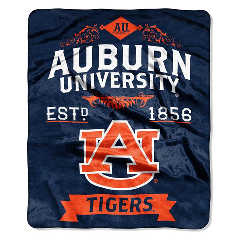 Auburn Tigers NCAA Royal Plush Raschel Blanket (Label Series) (50x60)