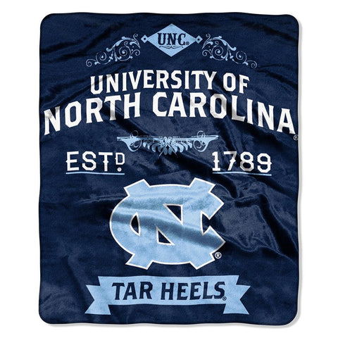 North Carolina Tar Heels NCAA Royal Plush Raschel Blanket (Label Series) (50x60)